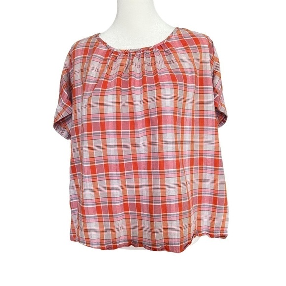 MADEWELL Plaid Shirred-Neck Boxy Top - Picture 5 of 7